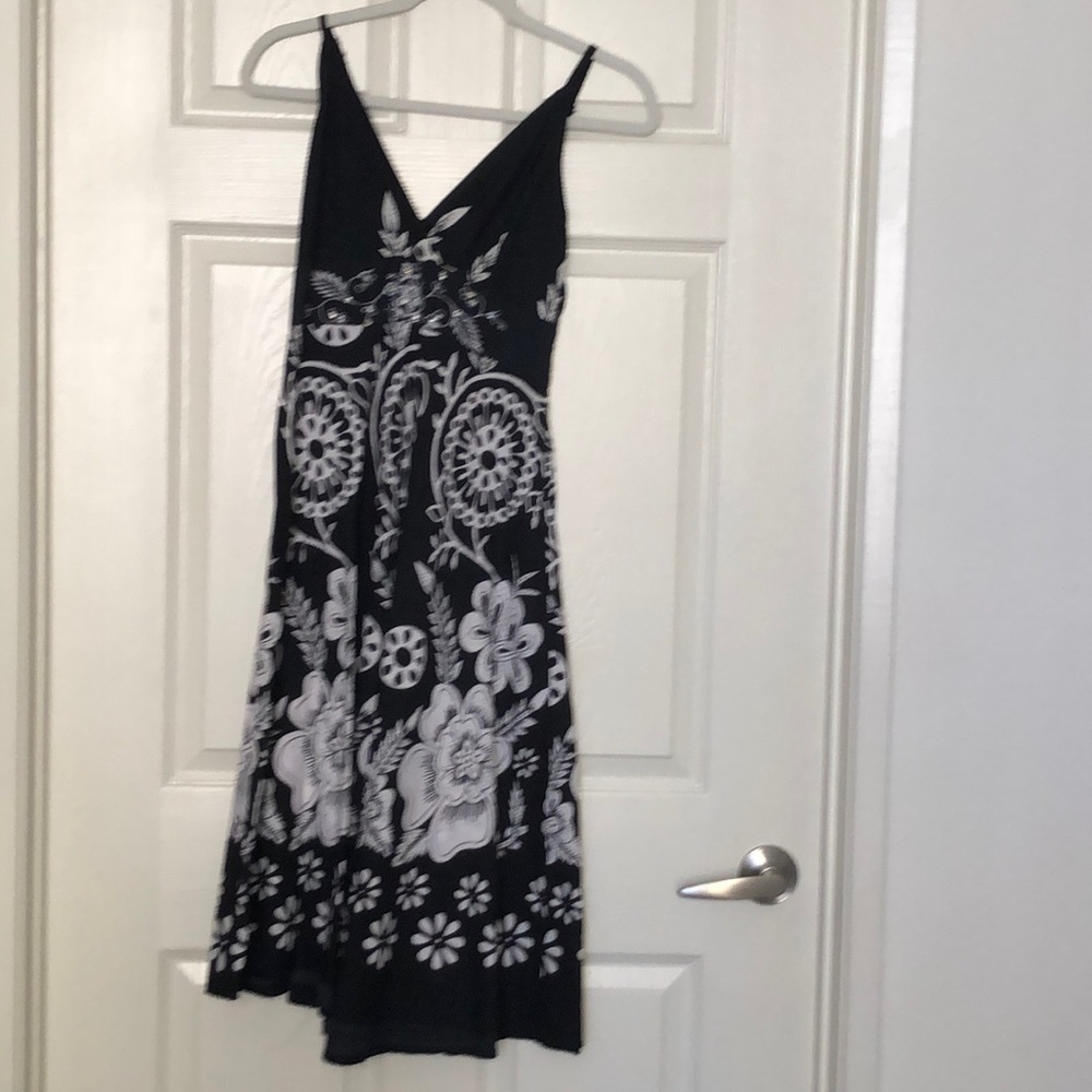 Boho Floral Black and White Midi Dress